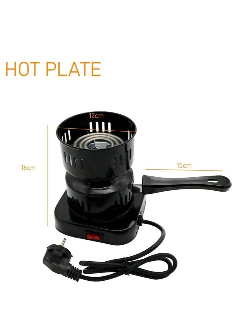 هابي هوم ولاعة فحم لوح تسخين كهربائي شعلة فحم كهربائية للتخييم وتسخين والفحم، اسود - Image 3